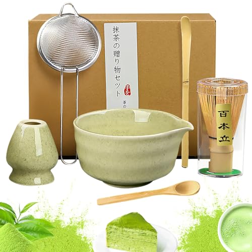 Matcha Set 6 Pcs Matcha Whisk Set with 20 oz Bowl