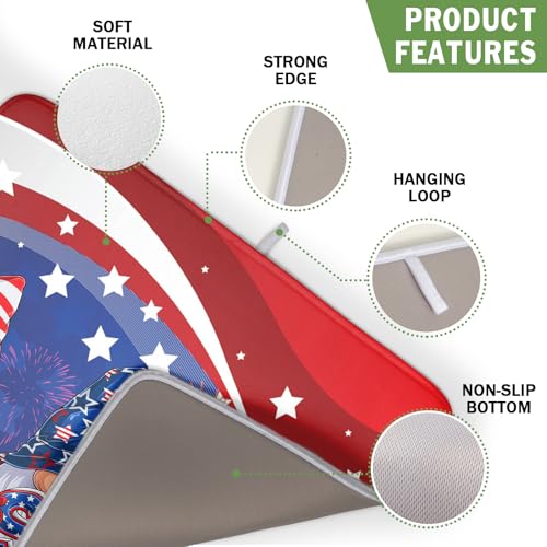 4th of July Dish Drying Mat 16x18 Inch Spring Summer Patrioti Gnome Memorial Kitchen Mats Independece Day Absorbent Dishes Pad for Kitchen Counter Usa Stars Drying Mat Home Decor Countertops