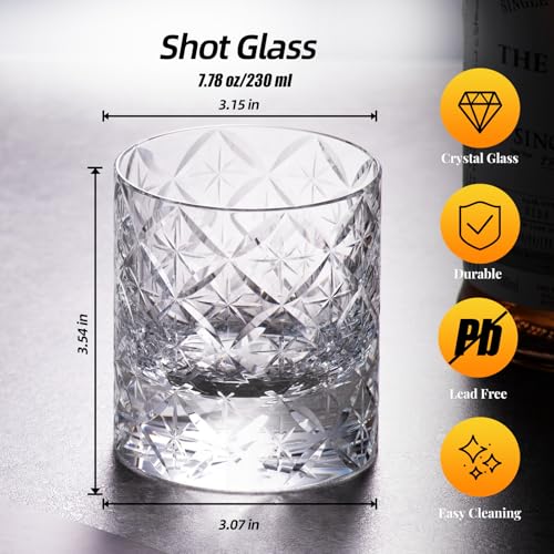 Crystal Whiskey Glasses Set of 2 Hand Blown Old Fashioned Glasses (2 Count)