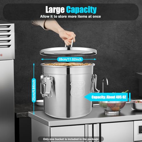 405 OZ Stainless Steel Canister Rice Cereal Grain Storage Containers with Lid Airtight Coffee Bean Storage Milk Flour Sugar Food Storage for Home Bar Restaurant