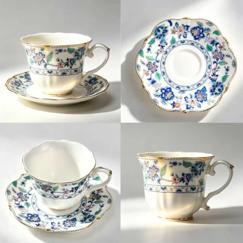 Bone China Tea Cup and Saucer Set (6 Count)
