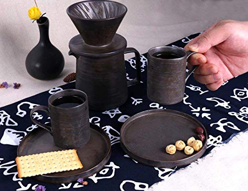 Handmade Stoneware Pour Over Drip Coffee Maker & Cups Set