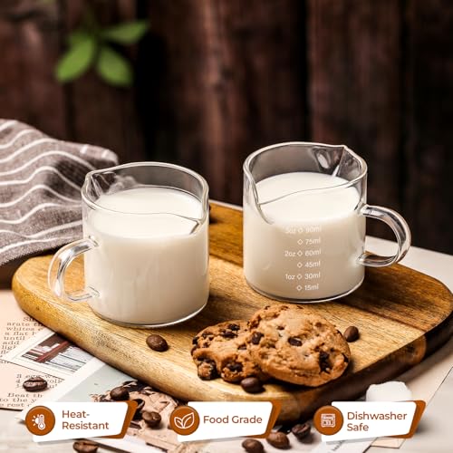4 Oz Espresso Shot Cups Set of 2 Double Spout with Handle Measuring (2 Count)