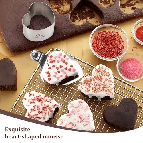 2pcs Seamless Cake Ring Heart Shaped Mousse Baking Mould Stainless Steel Food Mold Including 2 heart