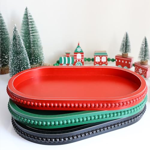 Black Oval Wood Decorative Ottoman Tray for Coffee Table