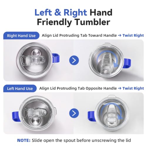 30 oz Stainless Steel Tumblers Bulk with Handle and Lid (8 Count)