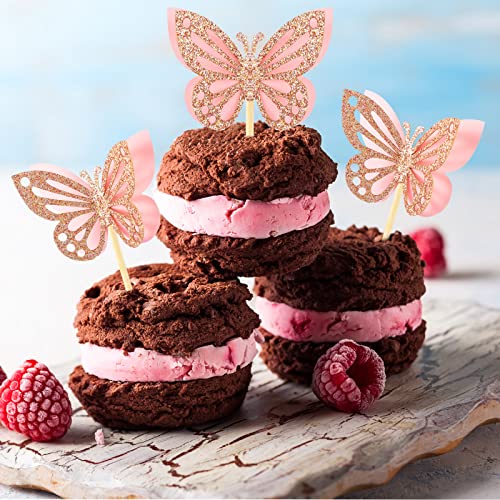 48 Pcs Butterfly Cupcake Toppers 3D
