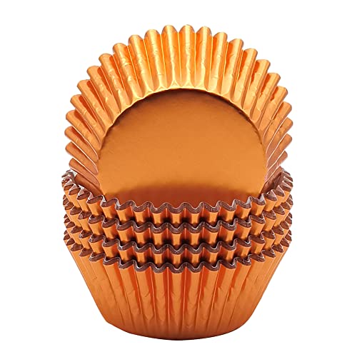 Standard Orange Foil Cupcake Liners Muffin Baking Cups for Party and More (100 Count)