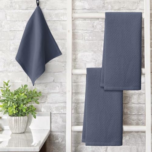 100% Cotton Dark Grey Waffle Weave Kitchen Dish Cloths (4 Count)
