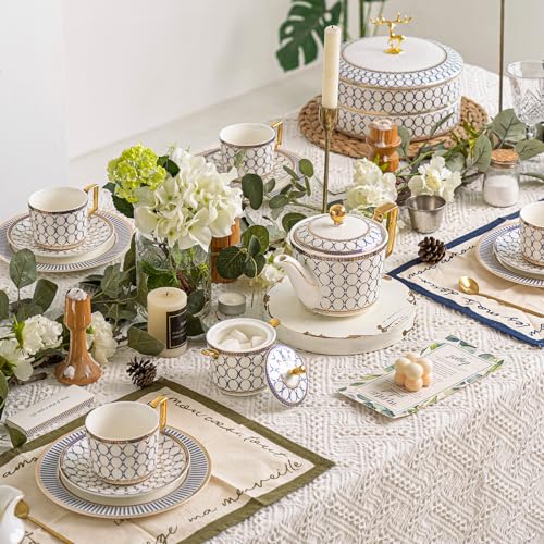 European Bone China Tea Cup Sets Of 2 (4 Count)