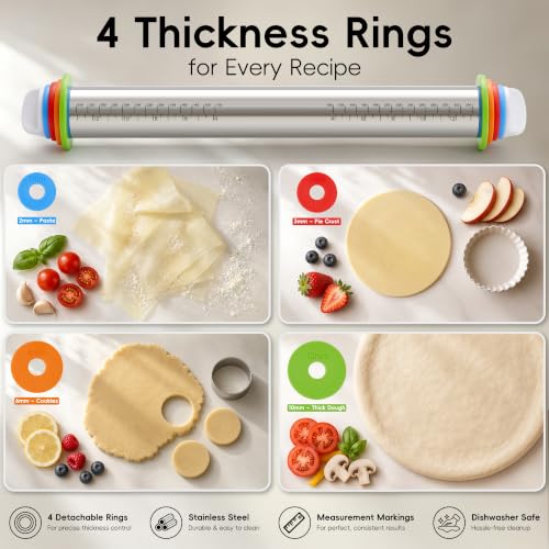Adjustable Stainless Steel Rolling Pin & Non