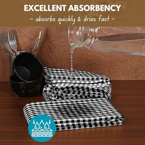 100% Cotton Gingham Farmhouse Kitchen Dish Towel 4 Pack 16"x26"