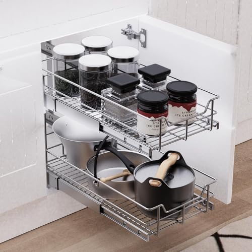 2 Tier Pull Out Cabinet Organizer 21" W X 22" D