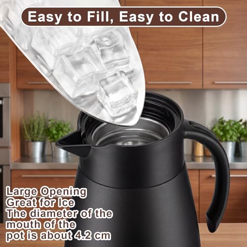 2 Pcs Thermal Coffee Carafe Insulated Stainless Steel Coffee Carafe for Hot Liquid Vacuum Thermal Pot Creamer Pitcher Dispenser with Brushes Keeping Hot Water Milk (2 Count)