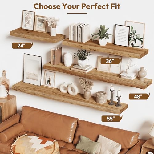 Wood Floating Shelves Live Edge 55” Set of 1