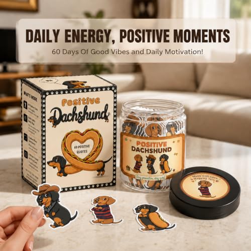 Positive Dachshund Jar with 60 Affirmation Cards