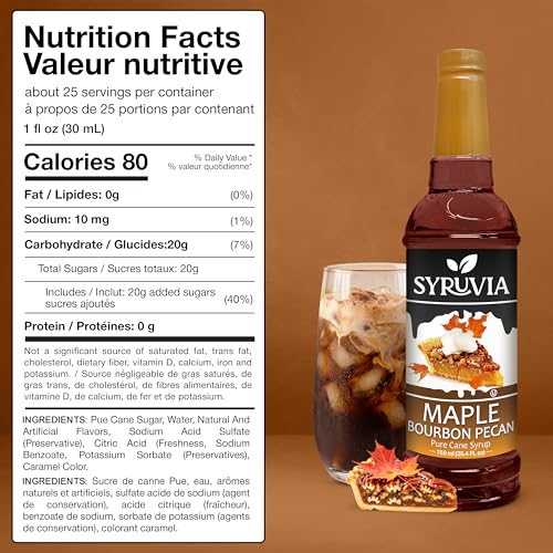 Coffee Syrup Maple Bourbon Pecan Flavored Syrup for Drinks (25.4 Fl Oz)