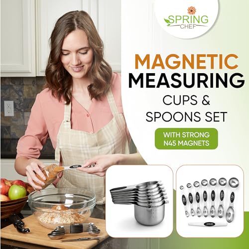 Magnetic Measuring Cups & Spoons Set of 15 with Levelers