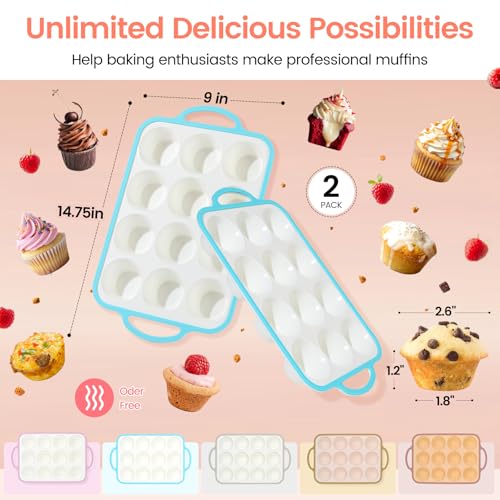 Silicone Muffin Pans for Baking 2 Pack