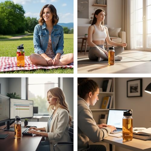 Glass Water Bottle with Stainless Steel Tea Infuser 32oz