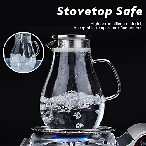84.5oz Borosilicate Glass Teapot with 304 Stainless Steel Lid & Built