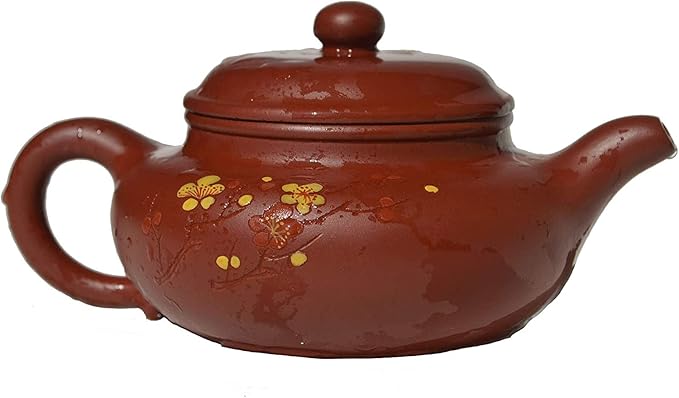 Teapot 8.6oz Chinese Yixing Genuine Black Clay Zisha Classics Pot Infusers Tea (Red blooming)