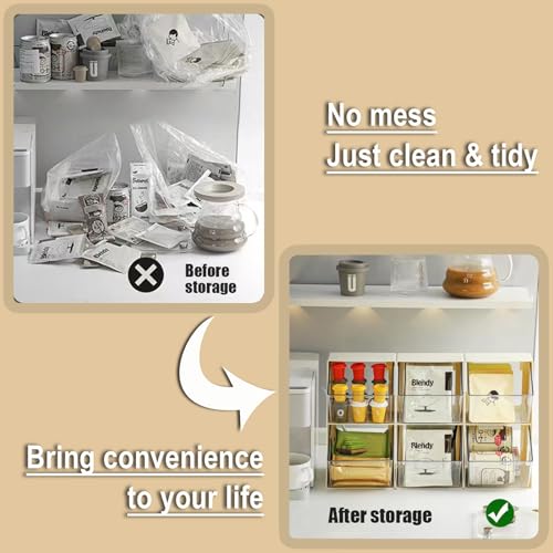 Acrylic Tea Bag & K Cup Organizer with 2 Transparent Drawers