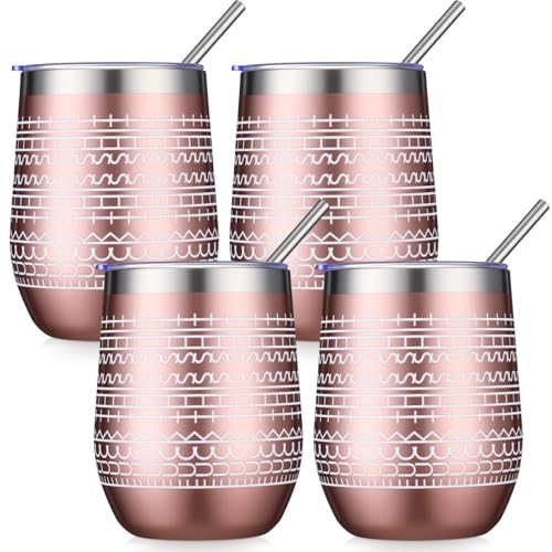 4 Pcs 12 oz Funny Message Coffee Mug Birthday White Elephant Gifts Stainless Steel Insulated Tumblers Wine Cup Gag Gift for for Employee Appreciation Coworkers Friends Father (4 Count)