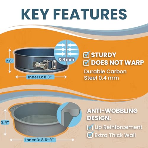 8 Inch Springform Pan for Cheesecake with Leakproof Silicone Sleeve