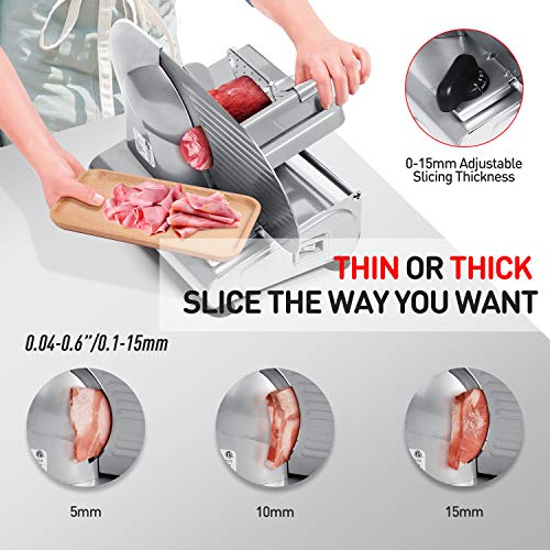 Meat Slicer Techwood Electric Deil Food Slicer with Removable 9” Stainless Steel Blade