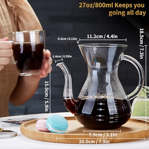 Pour Over Coffee Maker with Double Stainless Filter 27 fl oz (27 Ounce)