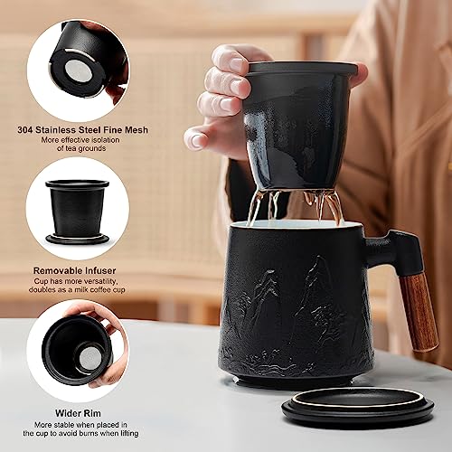 Ceramic Tea Cup with Infuser and Lid 15.2 oz