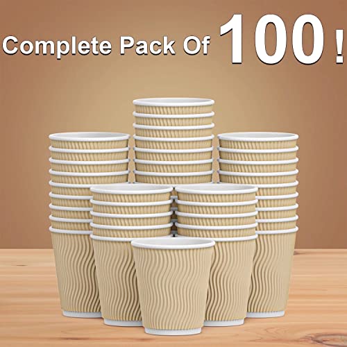Hot 8 oz Disposable Insulated Corrugated Sleeve Ripple Wall Paper Coffee Cups for Drink
