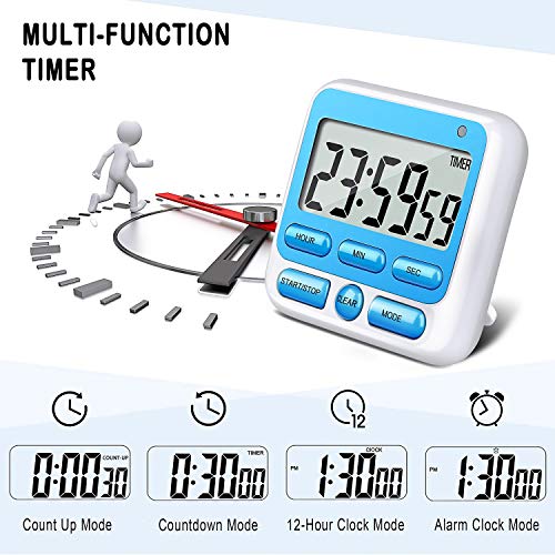 4-in-1 Digital Timer with Count Up/Down, Clock & Alarm, Ring & Silent Modes