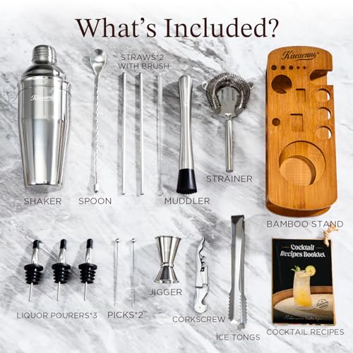 Cocktail Shaker Set Bartender Kit with Stand