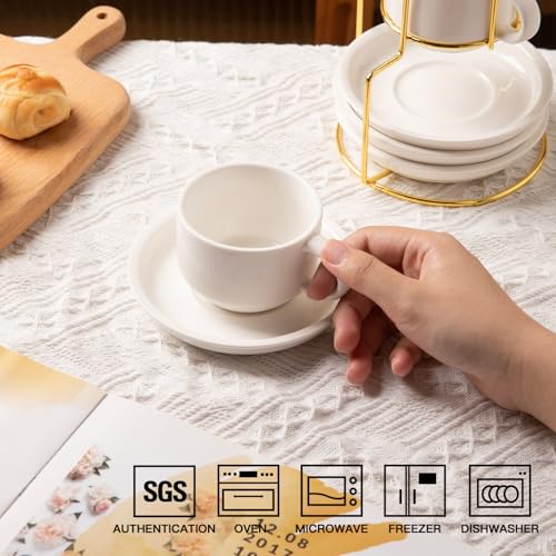 Sweejar Porcelain Espresso Cups with Saucers