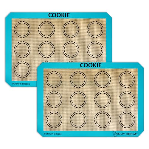 GUYDREMAT 2PCs Silicone Baking Mat with Measurements for Cookies (2 Count)