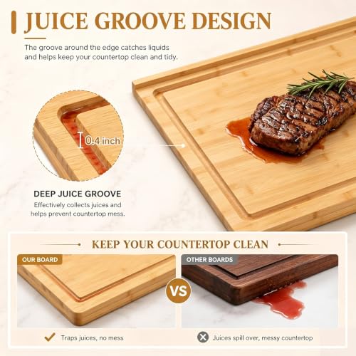 Extra Large Wooden Pastry Board 24 x 22.8 Inch Dough Rolling Board