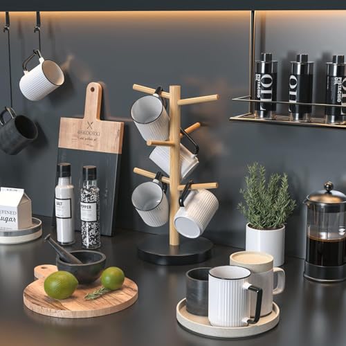 Bamboo Coffee Mug Tree with 6 Hooks (6 Count)