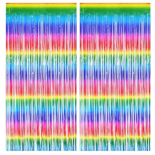 Colorful Streamers Fringe Backdrop 80s 90s Party Decorations (2 Count)