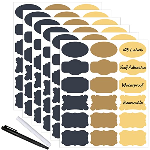 108pcs Colored Chalkboard Sticker Labels for Jars
