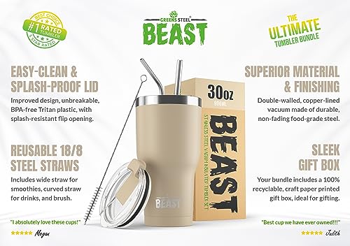 Beast 30 oz Tumbler Stainless Steel Vacuum Insulated Coffee Ice Cup Double Wall Travel Flask