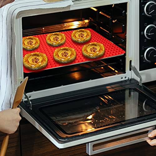 Silicone Baking Mat Red Pyramid Non Stick Bacon Microwave Tray Pastry Mats Red BBQ Grill Mat Baking Supplies oven Liners For Bottom Of Oven