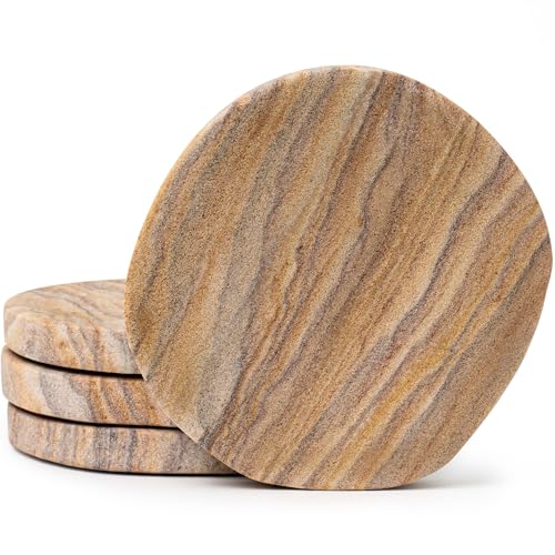 Absorbent Sandstone Coasters for Drinks (4 Count)