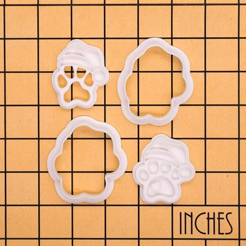 Paw-lalalala – Mini Santa Paw Cookie Cutter & Stamp Set (2") – Set of 2 Paw Prints with Santa Hat for Christmas Pet-Themed Fondant Embossers for Festive Cookies, Cupcakes and Edible Crafts
