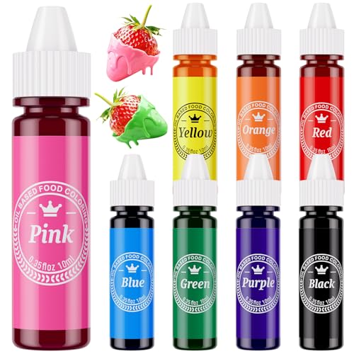 Oil Based Food Coloring for Chocolate 8 Colors .35 Fl Oz Bottles Food Grade Edible Dye for Baking Candy Melts (2.8 Fl Oz)