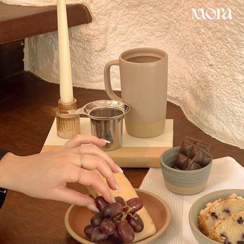 Ceramics Large Tea Mug with Loose Leaf Infuser and Ceramic Lid