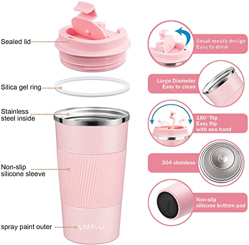 Travel Coffee Mug Spill Proof Leakproof 16 oz Insulated Coffee Mug with Screw Lid