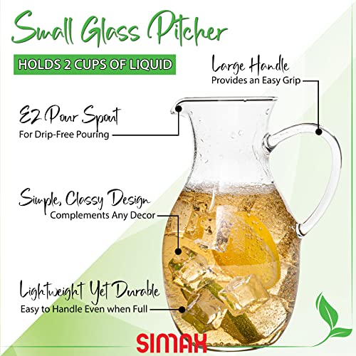 Small 16 Ounce Borosilicate Glass Pitcher with Handle