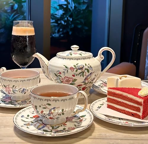 Fine Bone China Tea Party Set For Adult 7 Pieces Porcelain Flower Tea Set